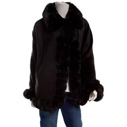 Womens Modena Solid All Over Faux Fur Trim Cape