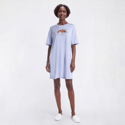 Plus Size Charmour Cat Meow Drop Shoulder Nightshirt