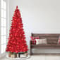 Puleo International 6.5ft. Pre-lit Flocked Fashion Red Tree - image 3
