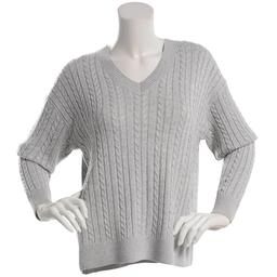 Womens Adyson Parker Long Sleeve Solid Cable V-Neck Pajama Top