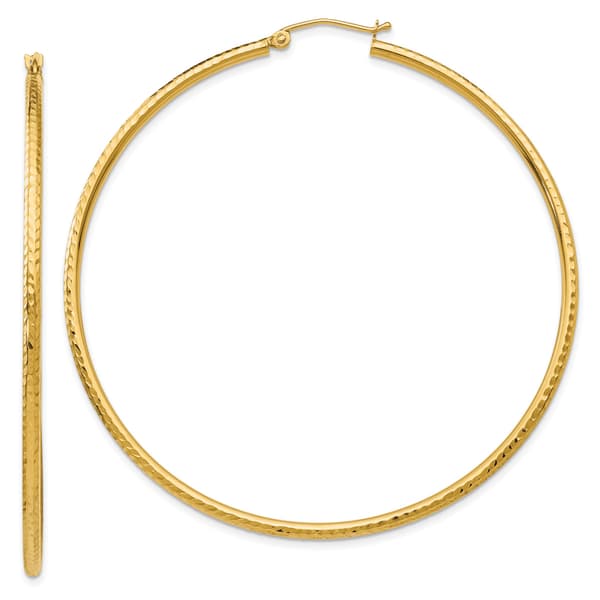 Gold Classics&#40;tm&#41; 14kt. Gold Diamond Cut 60mm Hoop Earrings - image 