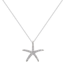 Sterling Silver Cubic Zirconia Starfish Pendant Necklace
