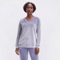 Womens Goodnight Kiss Silky Velour Solid Henley Pajama Top - image 1
