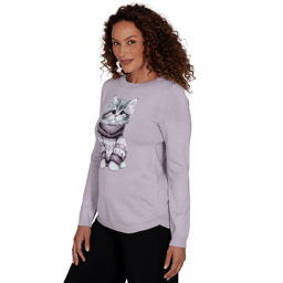 Petite Emaline Holiday Festivities Kitten Graphic Sweater