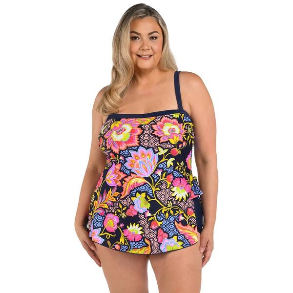 Plus Size Maxine Garden Bandeau Sarong One Piece Swimsuit - image 