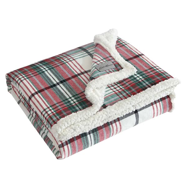Eddie Bauer Montlake Plaid Cotton Reversible Sherpa Throw - image 