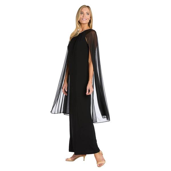 Womens R&M Richards Sheer Cape Overlay Gown - image 