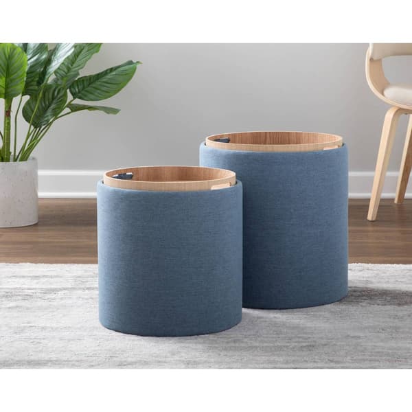 LumiSource Tray Contemporary Nesting Ottoman Set
