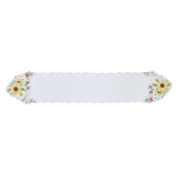 Threadmade Sunflower and Daisies Cutwork Table Runner
