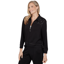 Petite Alfred Dunner Weekend Warrior Grommet Zip Front Jacket