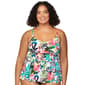 Plus Size Leilani Hawaiian Haven 3 Tiered Tankini Swim Top - image 1