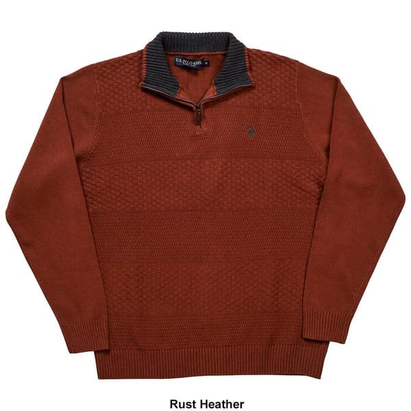 Mens U.S. Polo Assn.&#174; Solid Textured 1/4 Zip Sweater