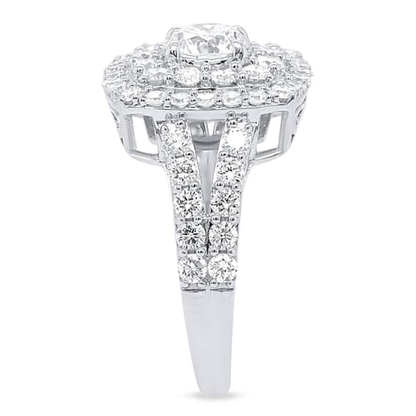 Nova Star® Sterling Silver Lab Grown Diamond Halo Cushion Ring