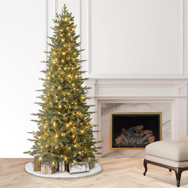 Puleo International 7.5ft. Pre-Lit Slim Linden Fir Christmas Tree