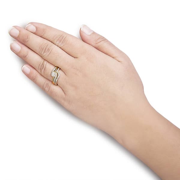 Haus of Brilliance Gold over Silver 1/3ctw. Diamond Bridal Set