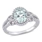 Gemstones Classics(tm) 10kt. White Gold Aquamarine Halo Shank Ring - image 1