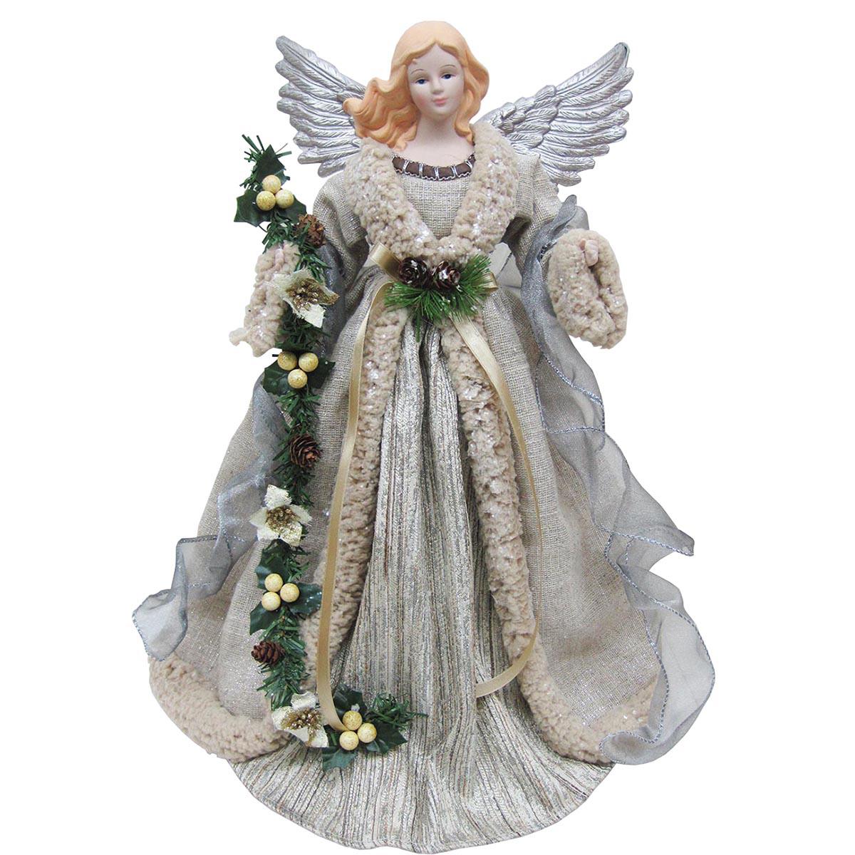 Santa’s Workshop 16in. Silver & Grey Angel Tree Topper