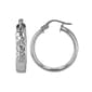 Sterling Silver Obelisk Round Diamond Cut Hoop Earrings - image 1
