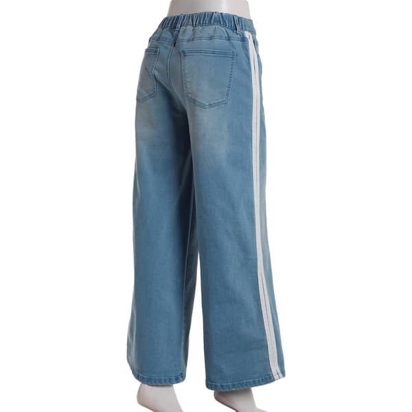 Juniors No Comment Racer Side Stripe Wide Leg Jeans