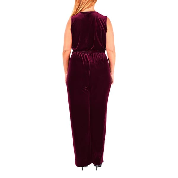 Plus Size NY Collection Wrap Velvet Jumpsuit