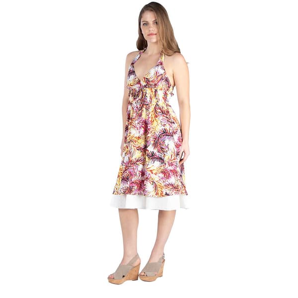 Womens 24/7 Comfort Apparel Knee Length Tie Back Halter Dress