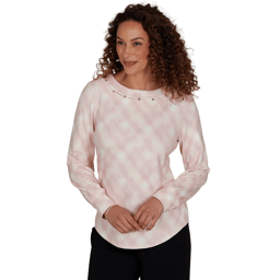 Womens Emaline Soiree Embellished Neck Abstract Plaid Sweater