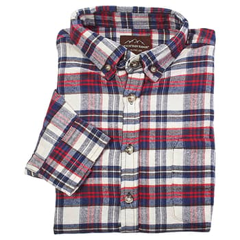 Mens Mountain Ridge® Heavyweight Flannel Shirt - Navy/Cream - Boscov's