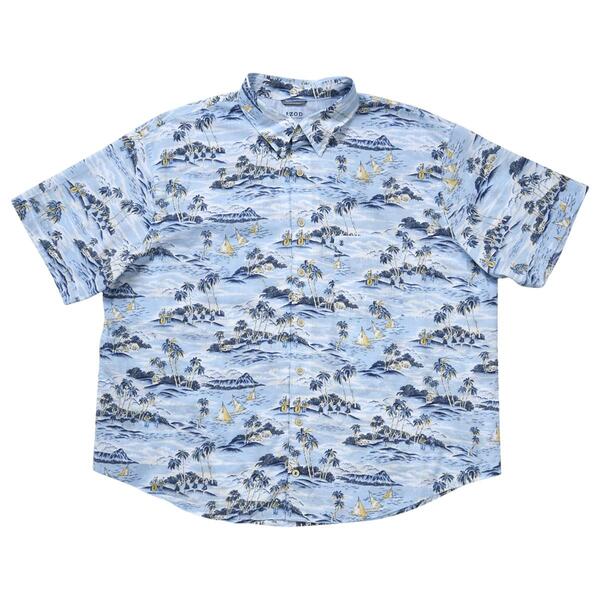 Mens Big & Tall Saltwater Short Sleeve Tropical Button Down Shirt - image 