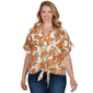 Plus Size Hearts of Palm Tropical Twist Eyelet Tie Hem Blouse - image 1