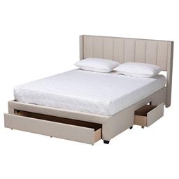 Baxton Studio Coronado Beige 3-Drawer Storage Platform Bed