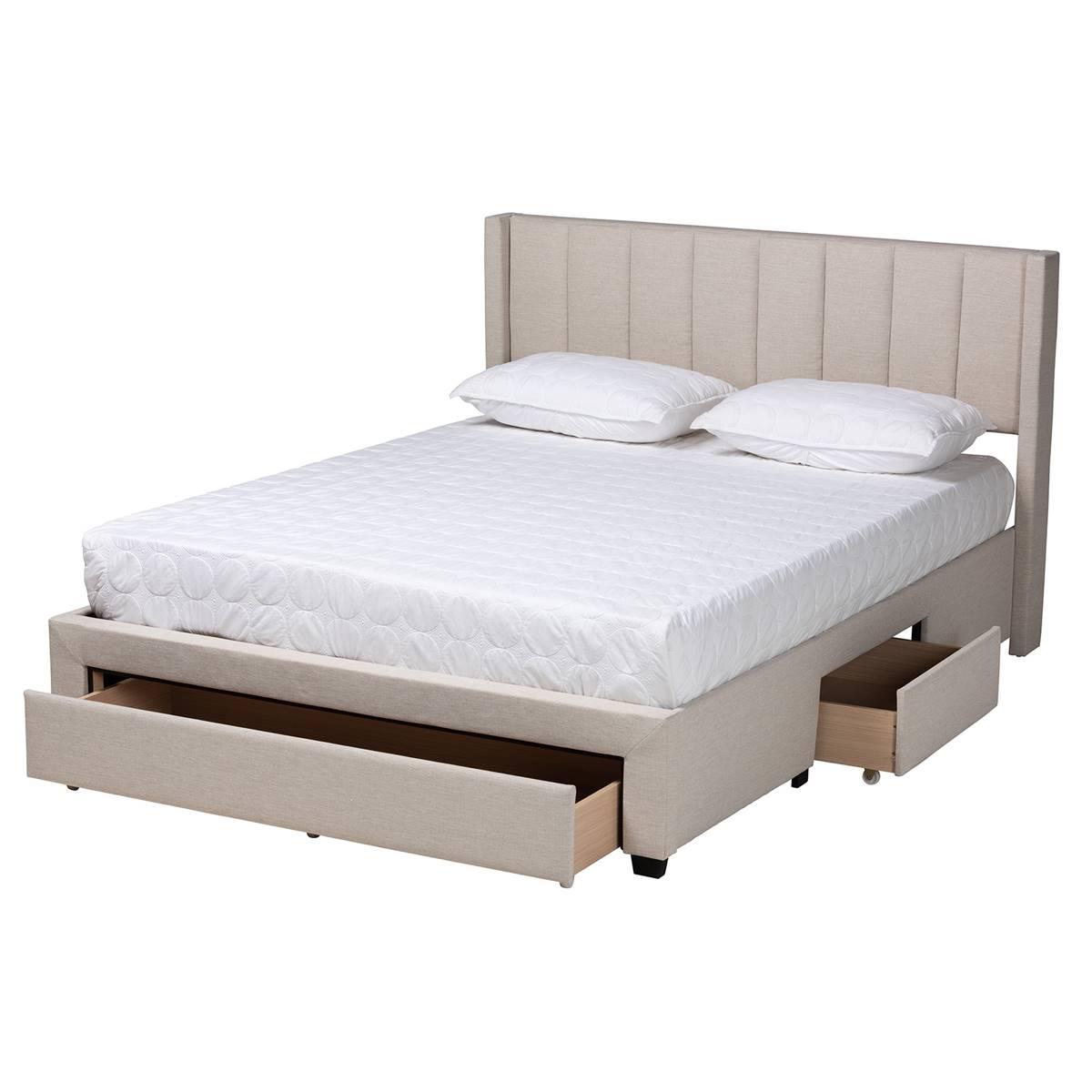 Baxton Studio Coronado Beige 3-Drawer Storage Platform Bed