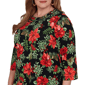 Plus Size Alfred Dunner Classics 3/4 Sleeve Poinsettia Blouse - image 5