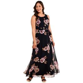 Womens NY Collection Sleeveless Floral Chiffon Maxi Dress