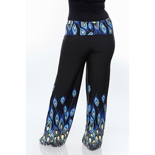 Plus Size White Mark Printed Palazzo Pants-Peacock