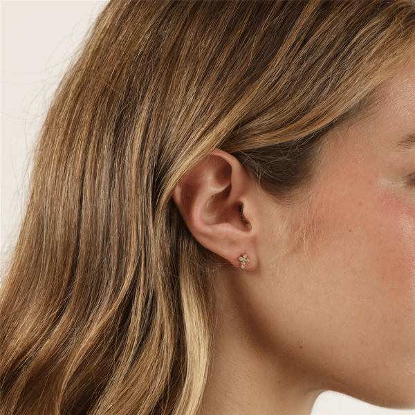 Brilliant Grown Lab-Grown Diamond Accent Cross Stud Earrings