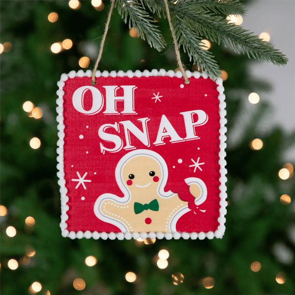 Northlight Gingerbread Man "OH SNAP" Square Christmas Ornament