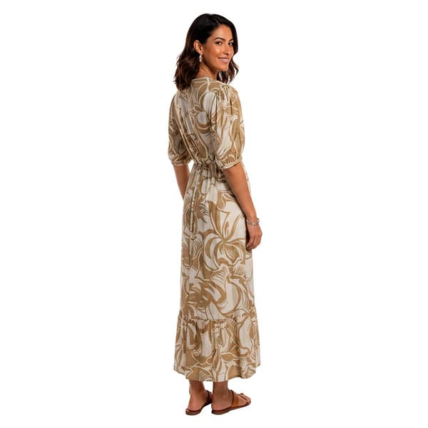 Womens Mlle Gabrielle Puff Sleeve Abstract Midi Dress