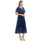 Womens Luxology Short Sleeve Tie Neck Gauze Tier Hem Maxi Dress - image 3