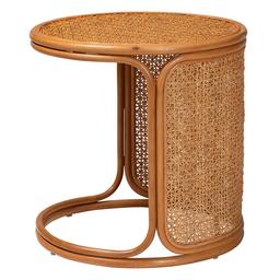 bali & pari Eldon Bohemian Honey Rattan Large End Table