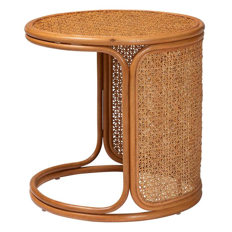 bali & pari Eldon Bohemian Honey Rattan Large End Table