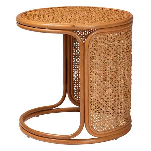 bali & pari Eldon Bohemian Honey Rattan Large End Table