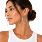 Saffron 60mm Stainless Steel Polished Round Bottom Hoop Earrings - image 3