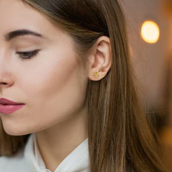 Sophia B 14kt. Gold 1 1/2ctw. Citrine & Diamond Stud Earrings