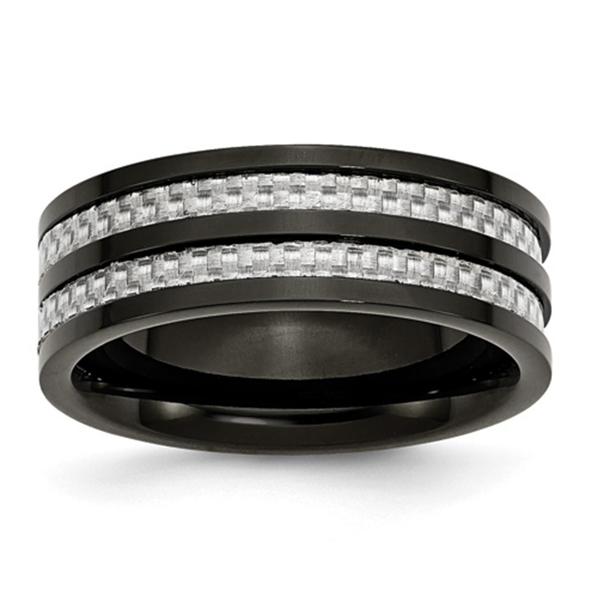 Mens Endless Affection™ 8mm Black IP-Plated Wedding Band