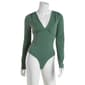 Juniors Almost Famous Long Sleeve Ruch V-Neck Bust Bodysuit - image 1