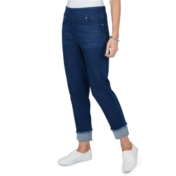 Petite Alfred Dunner Ann Arbor Rhinestone Cuff Ankle Jeans