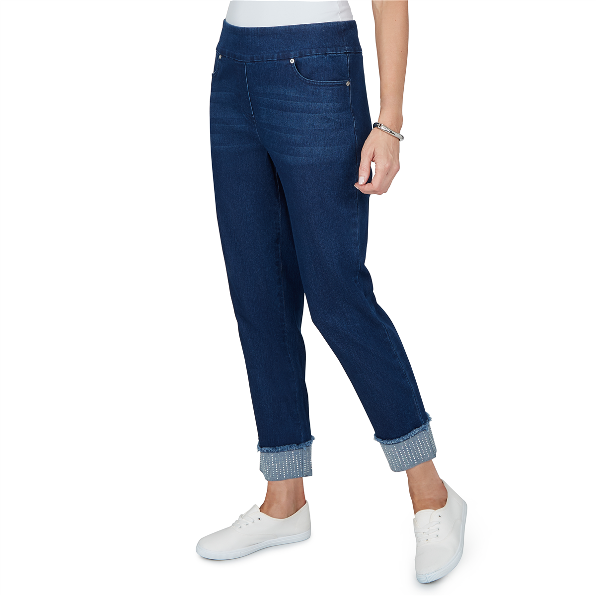Petite Alfred Dunner Ann Arbor Rhinestone Cuff Ankle Jeans