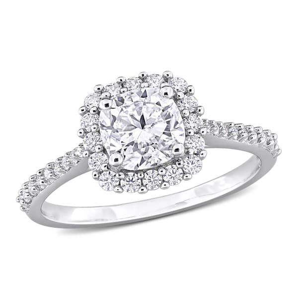 Sterling Silver 1 3/8ctw. Created White Morganite Halo Ring - image 