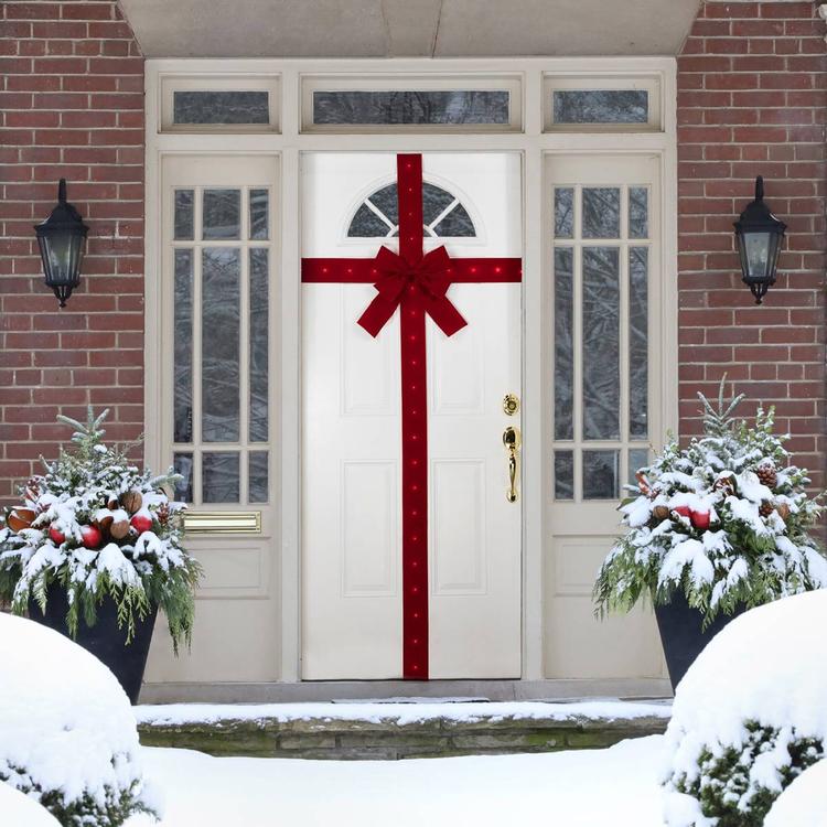 Northlight Seasonal Pre-Lit Red Velvet Christmas Door Bow