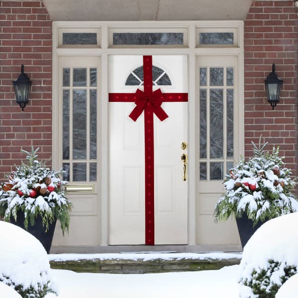 Northlight Seasonal Pre-Lit Red Velvet Christmas Door Bow